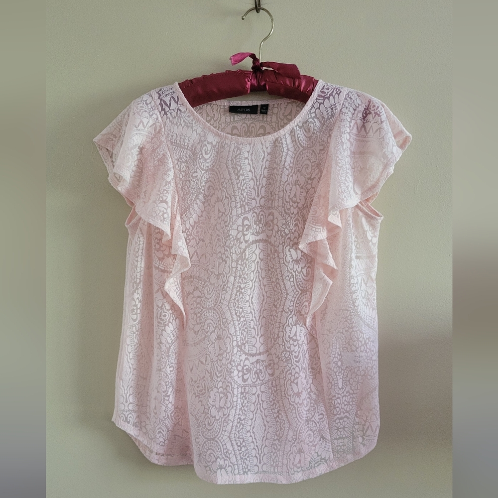 Apt. 9 | Pink Lace Short Sleeve Top